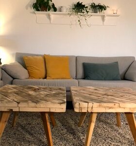 Kvadratisk sofabord af kabeltromle 70x70cm